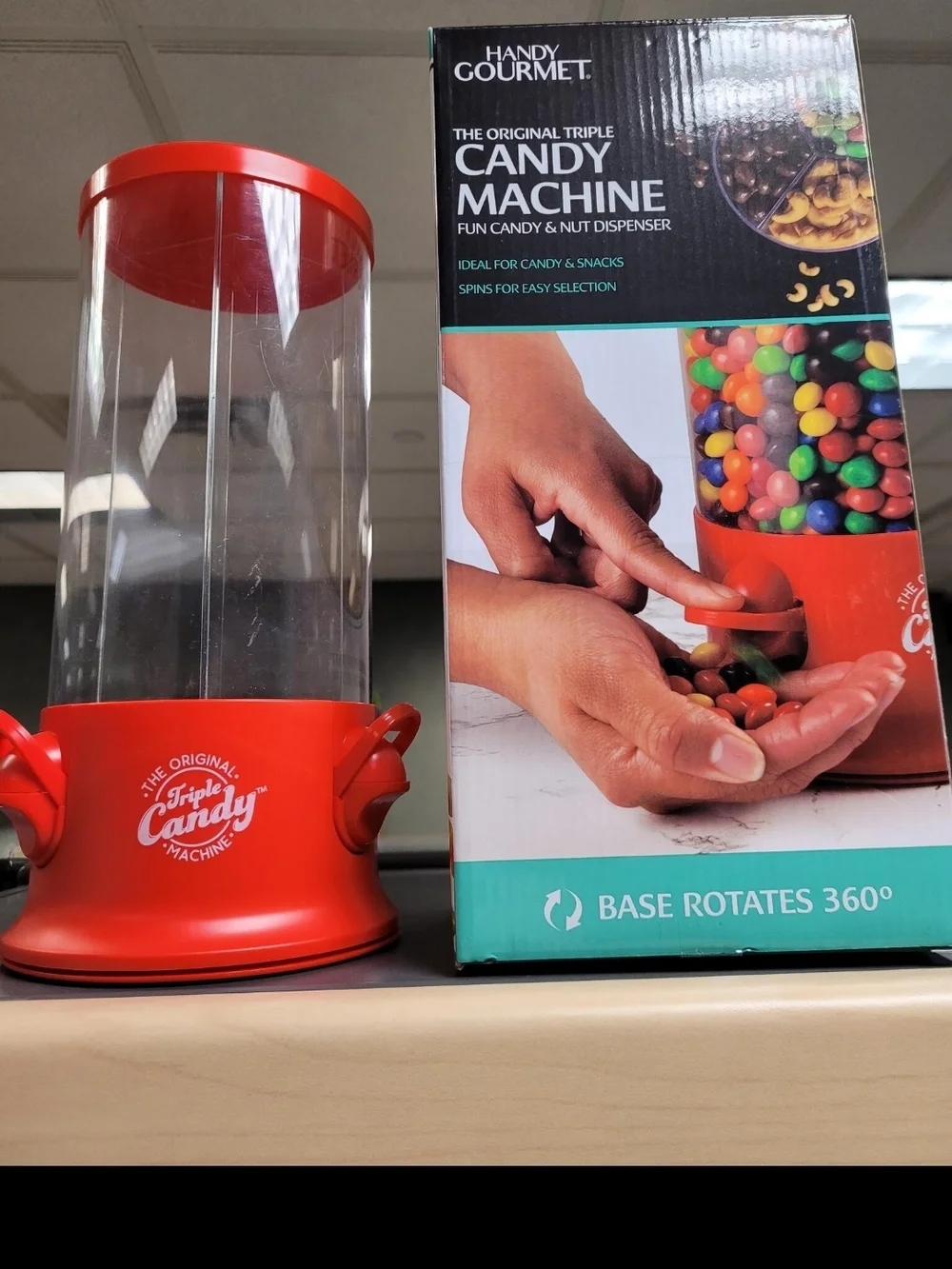 Red Triple Candy Machine - Fun Candy & Nut Dispenser
